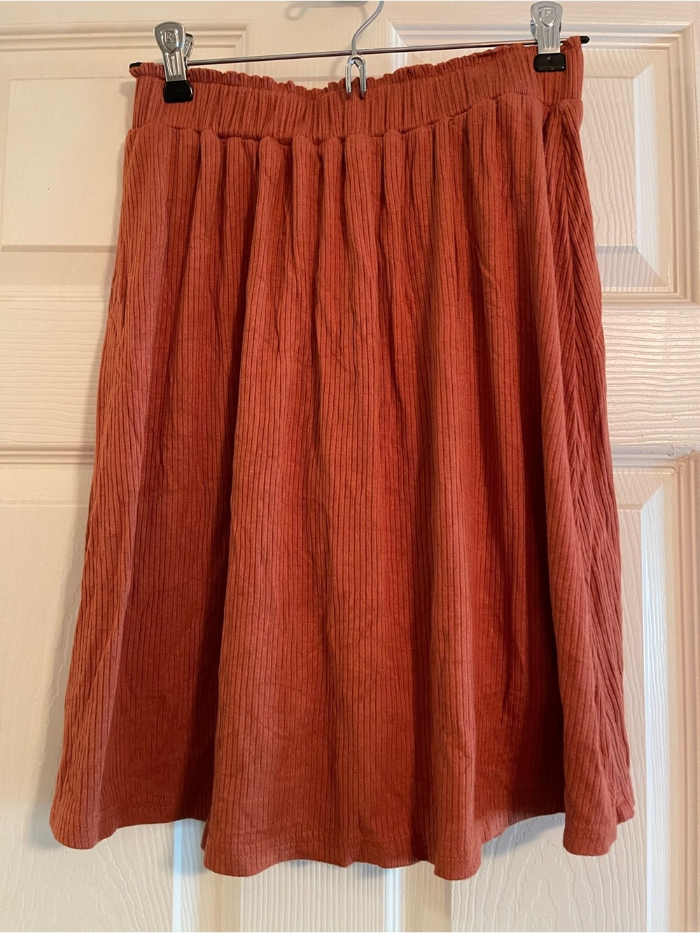 Girls' Rust Soft Knit Skirt with Elastic Waist and Attached Shorts